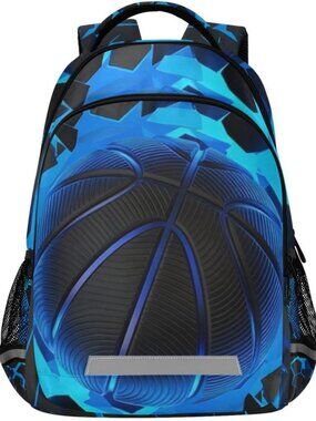3D Blue Basketball Lighting Kids Backpack - School Bag, Travel Rucksack for Boys